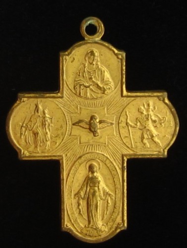 Vintage cross medal gold tone - cross,