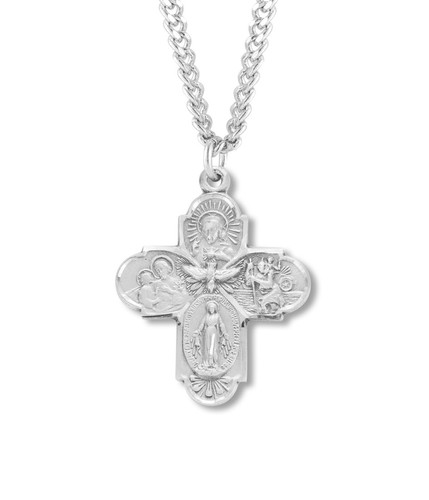Sterling silver four way medal - sterling, four-way